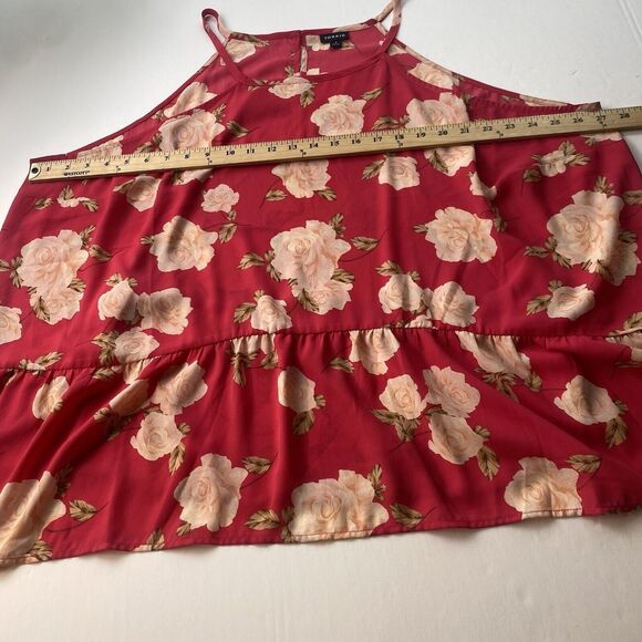 Torrid Blouse Pink Floral Roses Chiffon Straps Sleeveless Wome  Sz 4 Top Spring - Picture 6 of 15